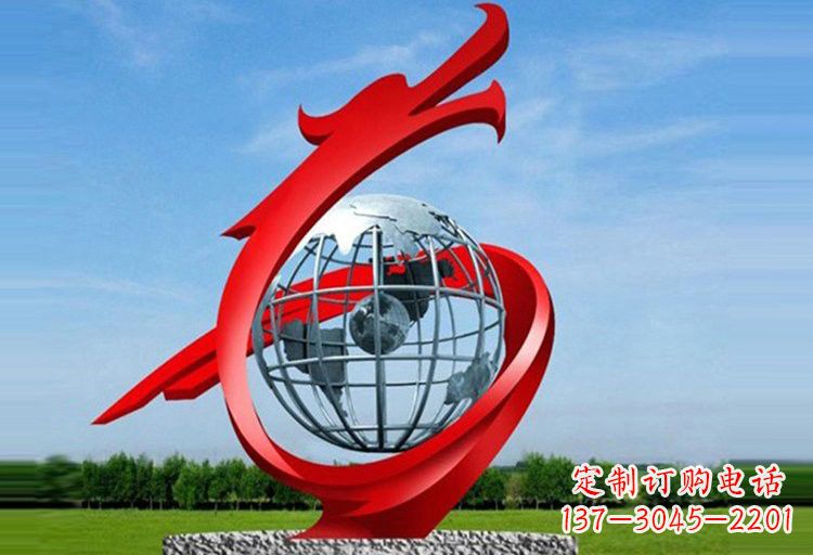 烟台不锈钢地球雕塑精美雕塑饰以美丽世界