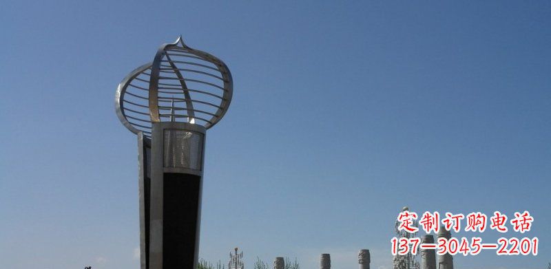烟台不锈钢企业火炬形雕塑