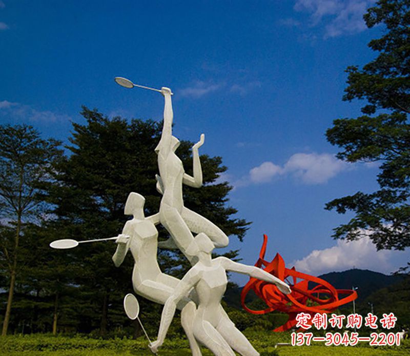 烟台不锈钢羽毛球雕塑精美线条展现体育热情