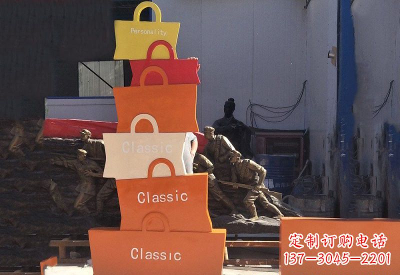 烟台不锈钢购物袋雕塑