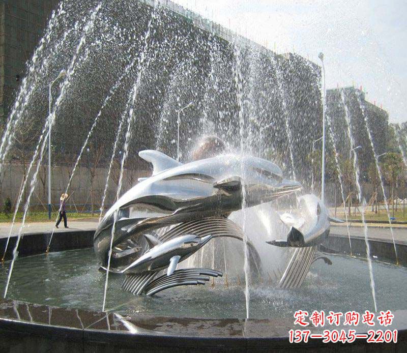 烟台不锈钢商场大型景观鱼喷泉展现雕塑之美