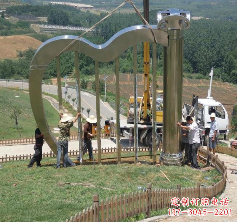 烟台音乐美学不锈钢竖琴雕塑