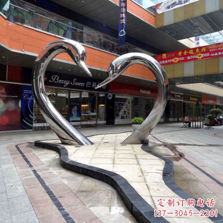 烟台不锈钢天鹅爱情雕塑把浪漫永恒的爱情永久凝固