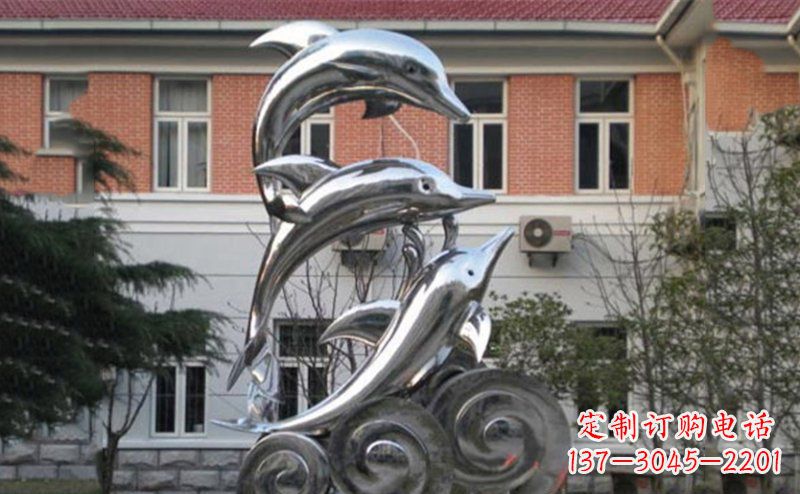 烟台不锈钢跳跃海豚雕塑