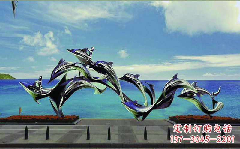 烟台不锈钢海豚广场雕塑——精致而又活泼