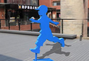 烟台儿童雕塑不锈钢跑步儿童雕塑