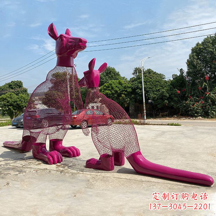 烟台不锈钢袋鼠雕塑给公园带来美好景观