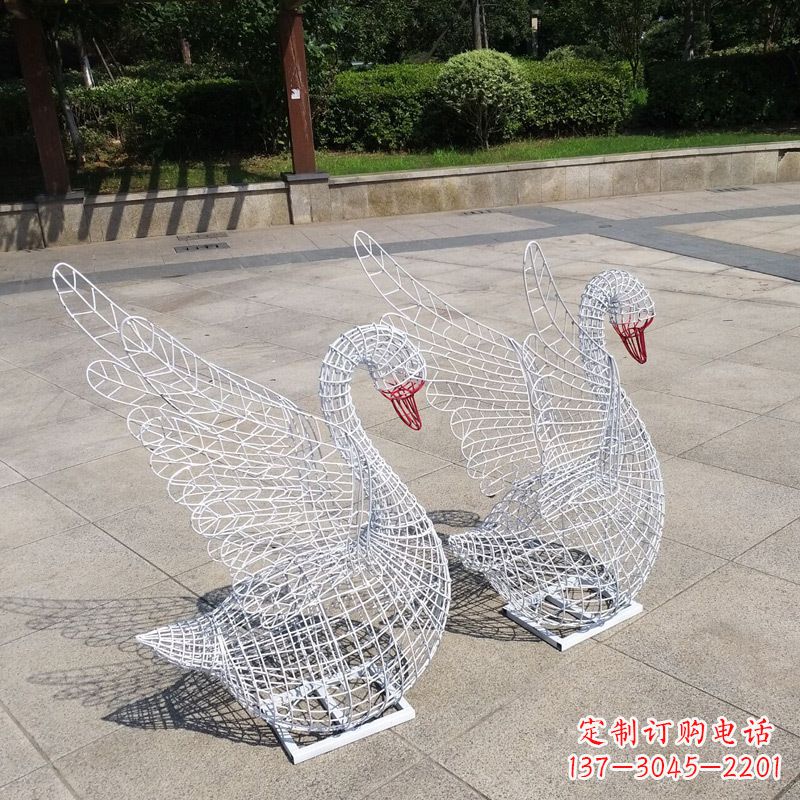 烟台不锈钢网格展翅天鹅雕塑