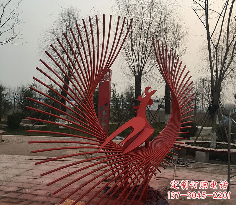 烟台不锈钢网状凤凰雕塑精美的艺术之作