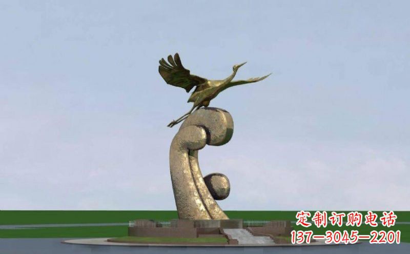 烟台不锈钢仙鹤雕塑象征着美丽和宁静