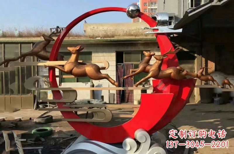 烟台不锈钢制作的梅花鹿雕塑