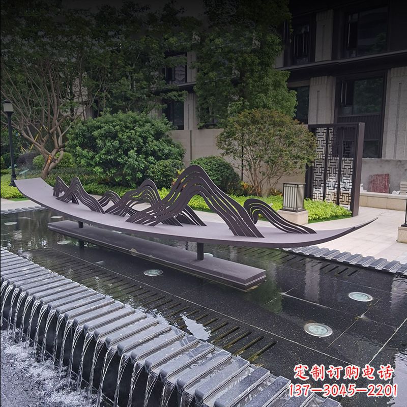 烟台精美的不锈钢小船假山