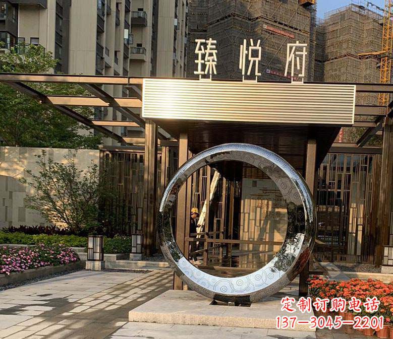 烟台不锈钢小区景观圆环雕塑