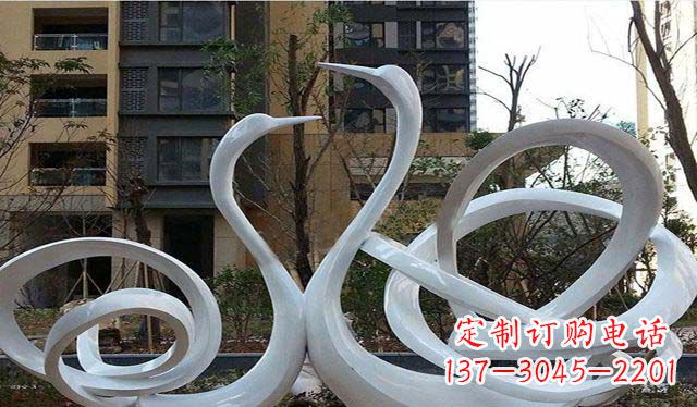 烟台不锈钢小区美丽的天鹅雕塑