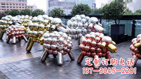 烟台不锈钢小羊肖恩抽象动物雕塑