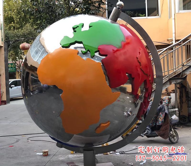 烟台不锈钢校园地球仪雕塑 (2)