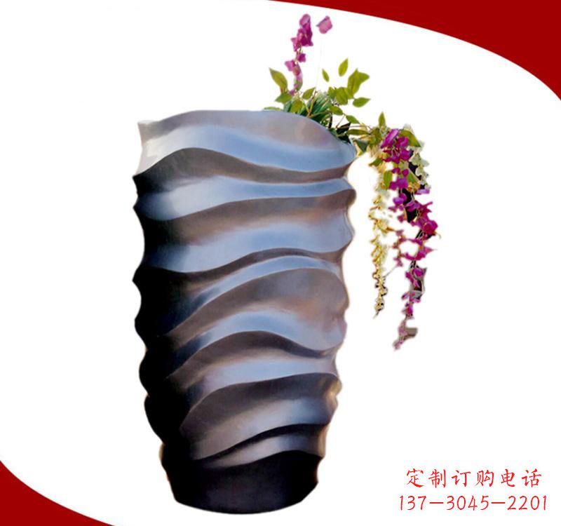 烟台不锈钢校园景观花盆雕塑美化校园环境