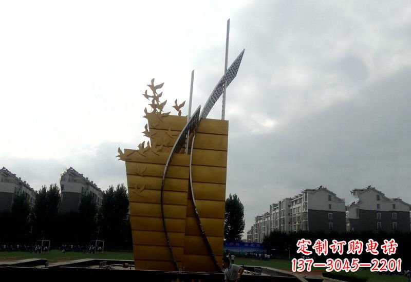 烟台不锈钢校园启航帆船雕塑