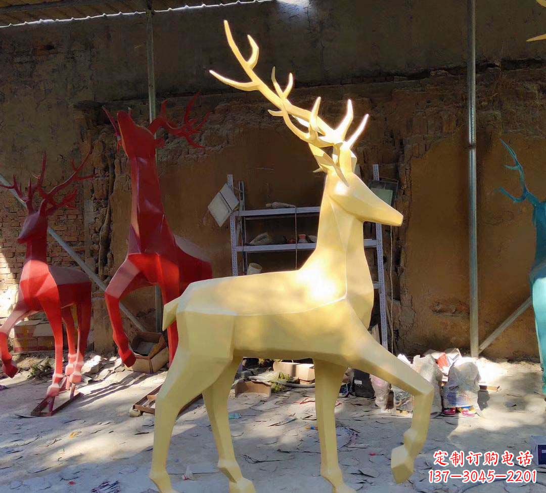 烟台新款仿真不锈钢小鹿雕塑