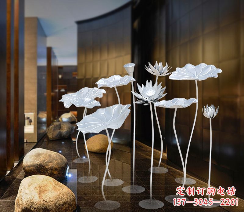 烟台不锈钢银色荷花雕塑精美外形魅力无限