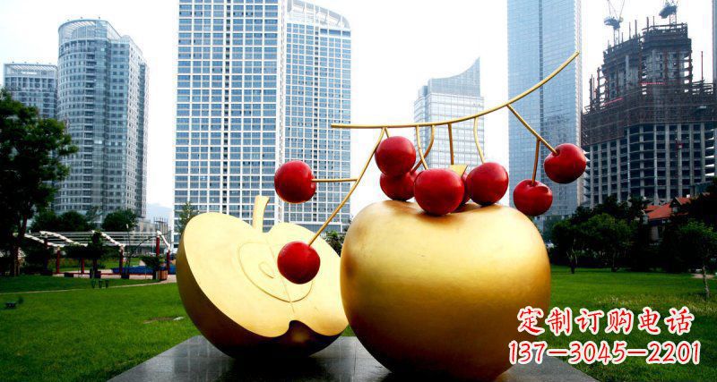 烟台不锈钢苹果雕塑,添彩公园景观