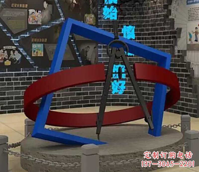 烟台不锈钢圆规雕塑实现景观美化的艺术之作
