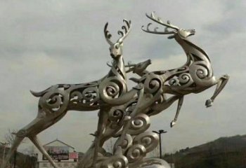 烟台梅花鹿雕塑——祥云梅花鹿广场的标志