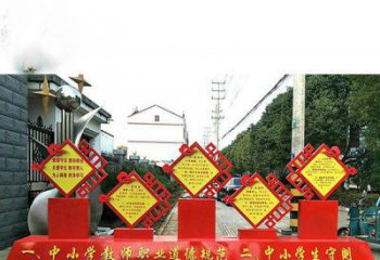 烟台提高学生自律意识的不锈钢学生守则标语牌雕塑