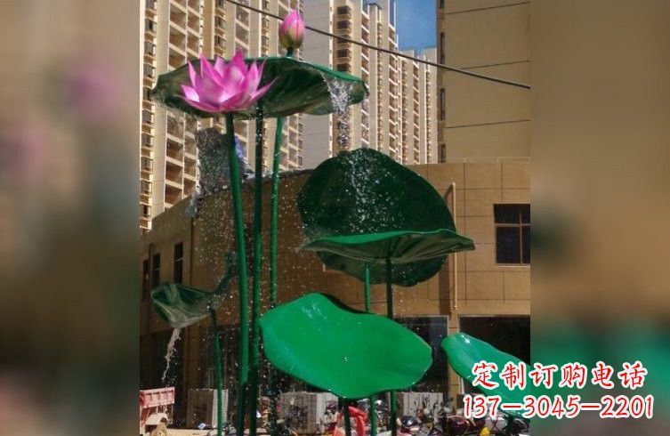 烟台彩色不锈钢荷花雕塑美丽而富有寓意