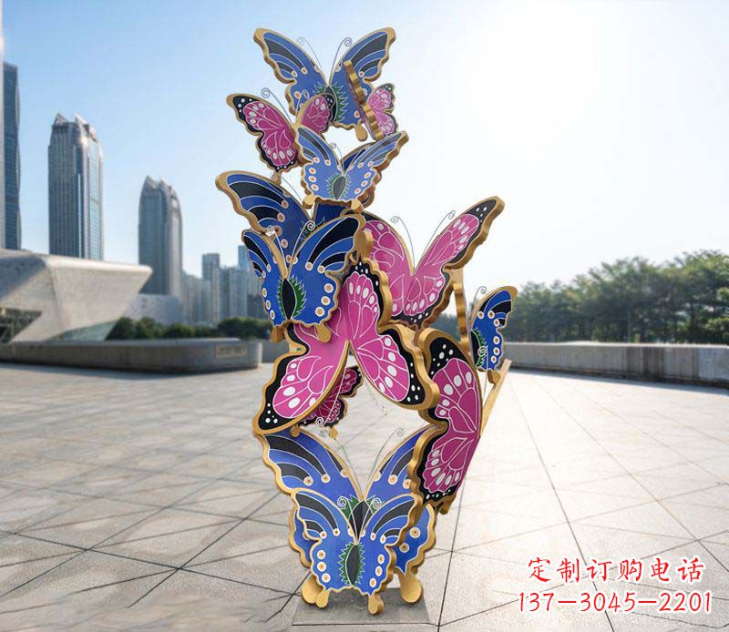 烟台彩色仿真蝴蝶不锈钢雕塑