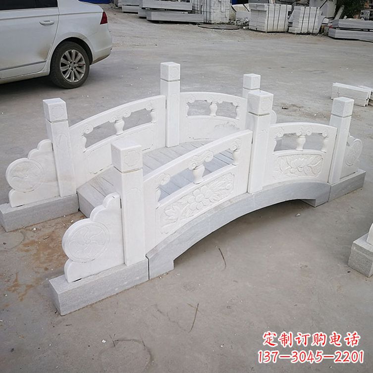 烟台厂家批发定制石雕石拱桥 栏杆栏板 汉白玉雕花护栏广场装饰摆件3900