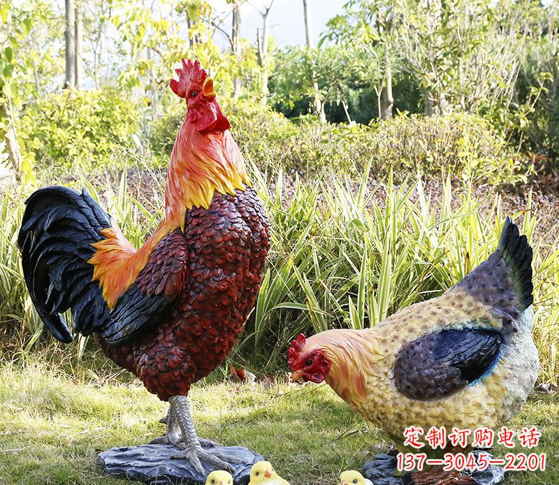 烟台公鸡雕塑完美的绿化环境装饰