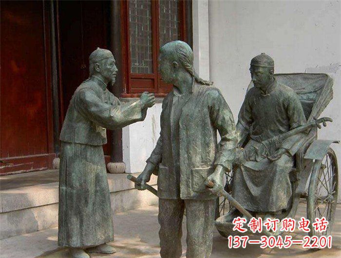 烟台车夫拉车古代人物铜雕