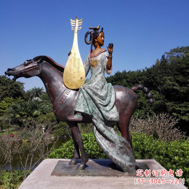 烟台沉鱼落雁典故美女人物王昭君出塞铜雕像