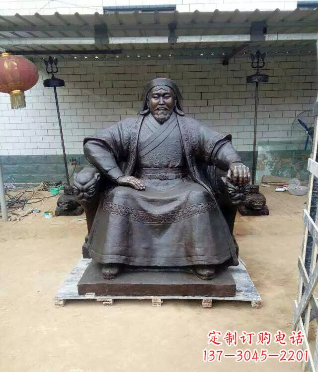 烟台成吉思汗铜雕古代伟人