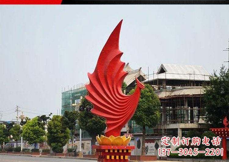 烟台城市的至高象征——不锈钢凤凰雕塑