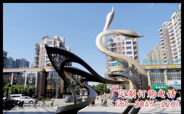 烟台城市凝聚的美丽不锈钢天鹅雕塑
