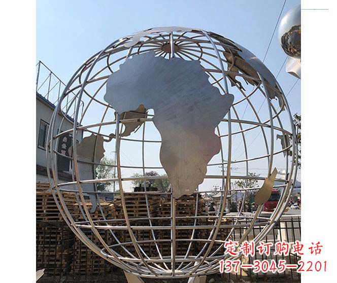 烟台以城市为灵感的不锈钢地球仪雕塑