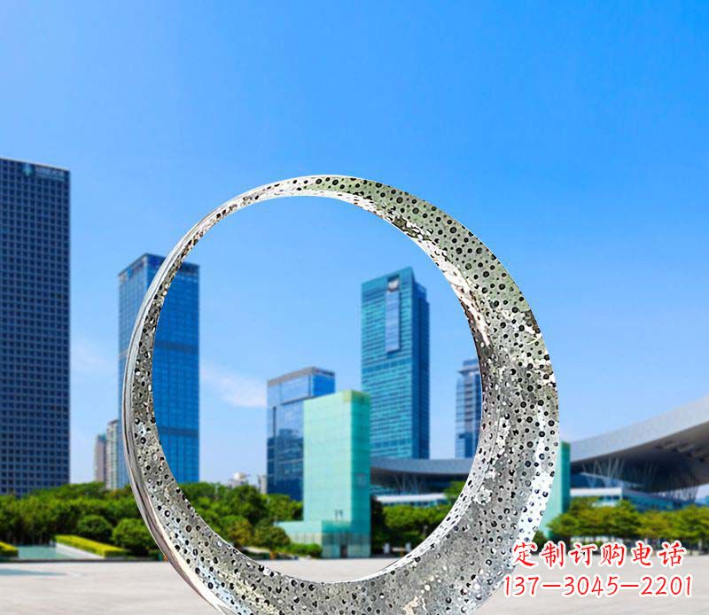 烟台美丽圆环——不锈钢灯饰雕塑