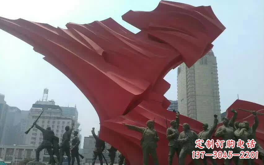 烟台城市大型不锈钢红军人物雕塑