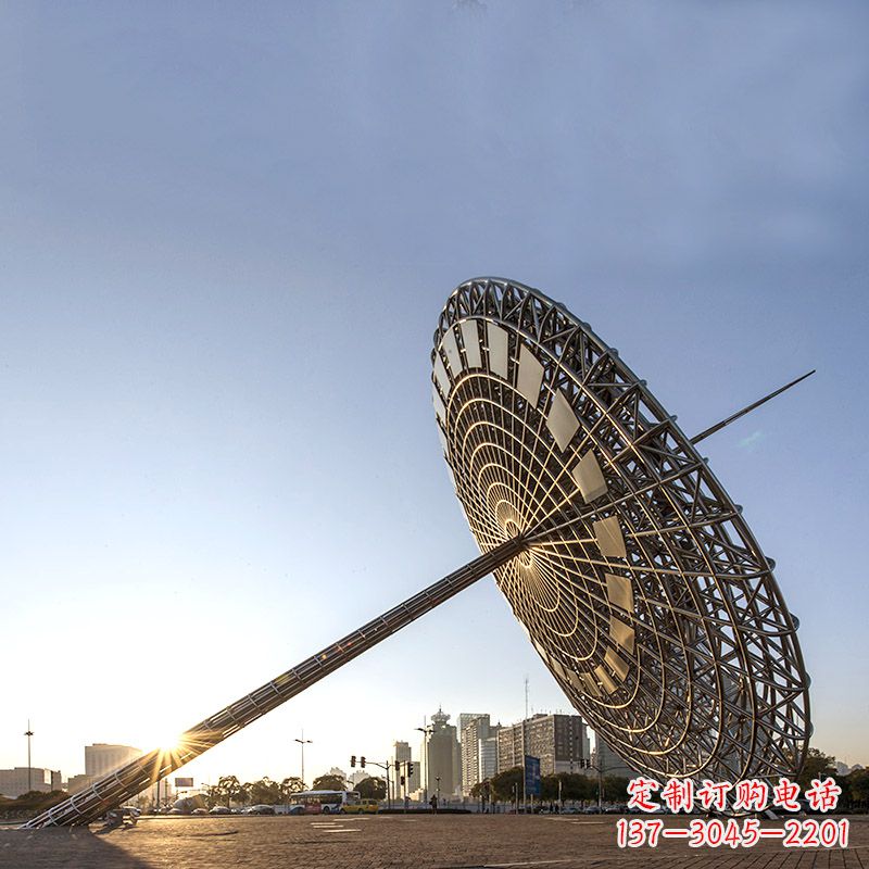 烟台城市广场大型不锈钢创意日晷景观雕塑