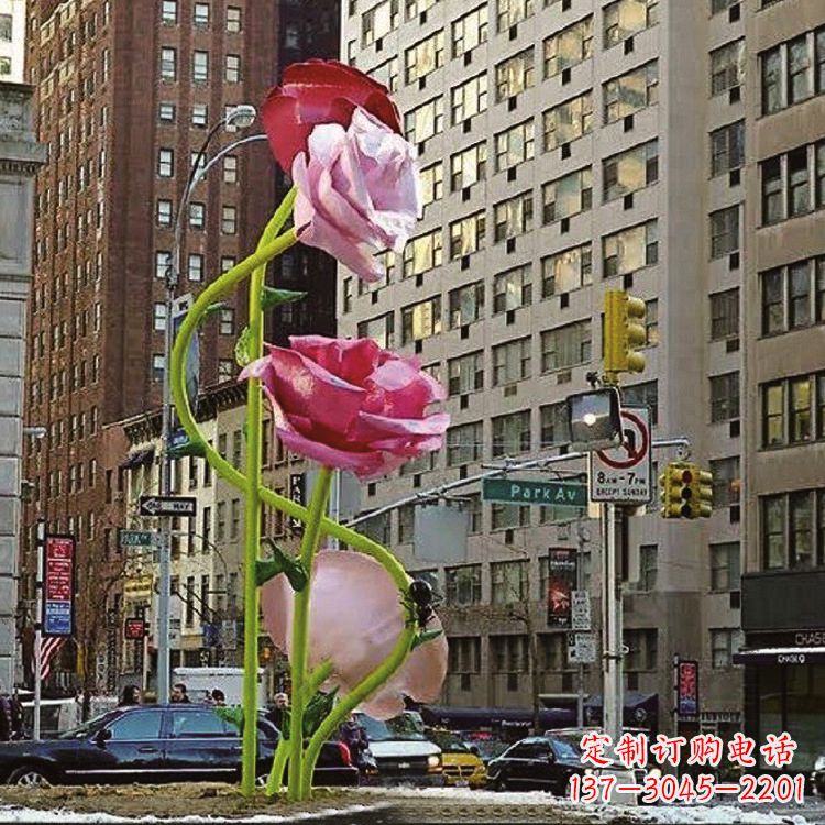 烟台美丽的城市玫瑰雕塑