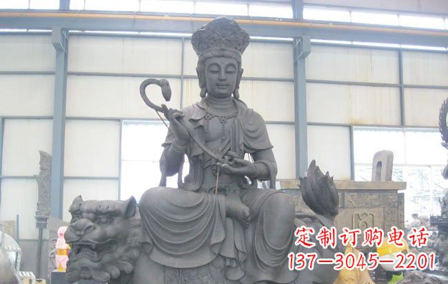 烟台文殊菩萨坐狮子雕塑
