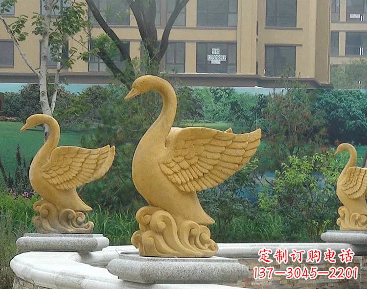 烟台池塘水景喷泉天鹅雕塑-公园园林景区装饰动物雕塑