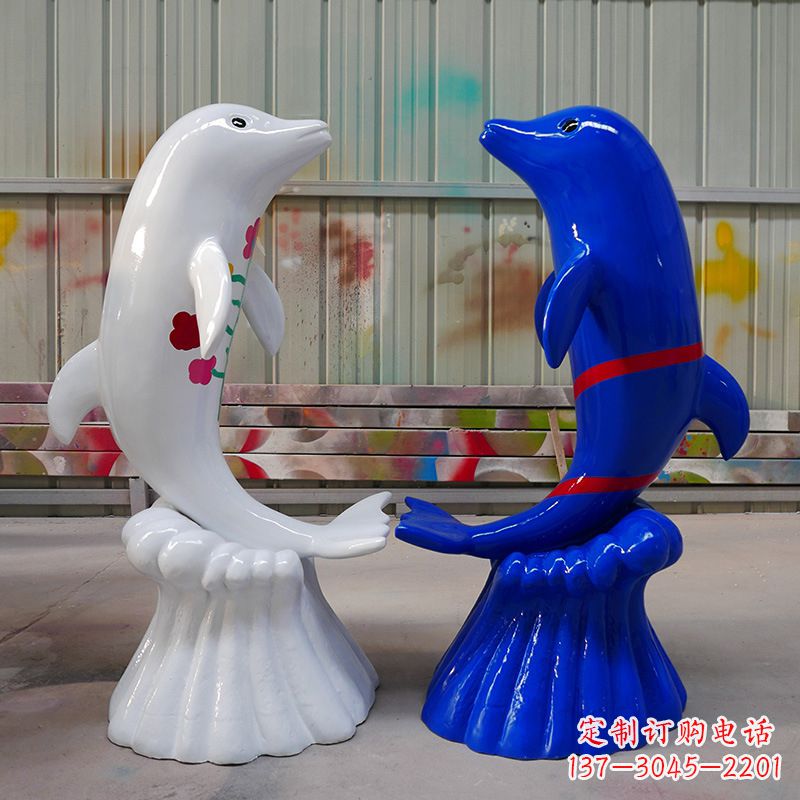 烟台海豚雕塑美丽的景观装置