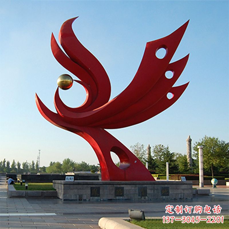 烟台精美凤凰雕塑点缀公园园林景观