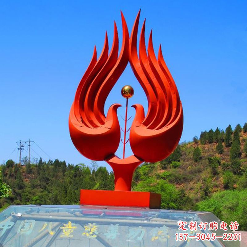 烟台抽象凤凰公园不锈钢雕塑-景区园林景观神兽标识雕塑