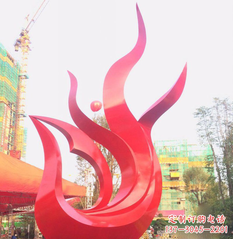 烟台抽象凤凰广场不锈钢雕塑
