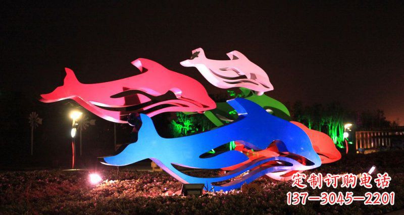 烟台抽象海豚公园不锈钢雕塑