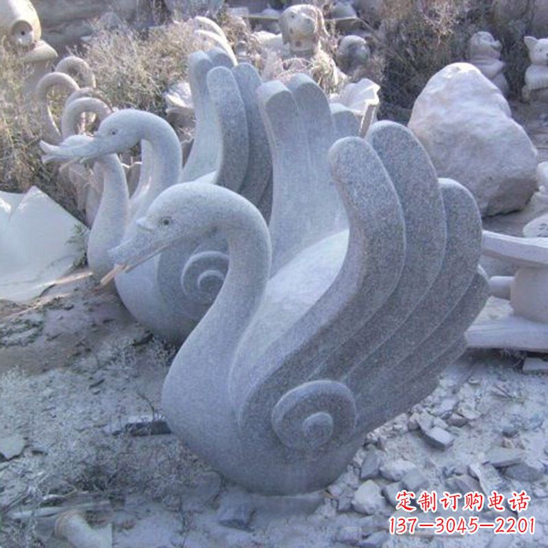 烟台抽象喷水天鹅石雕
